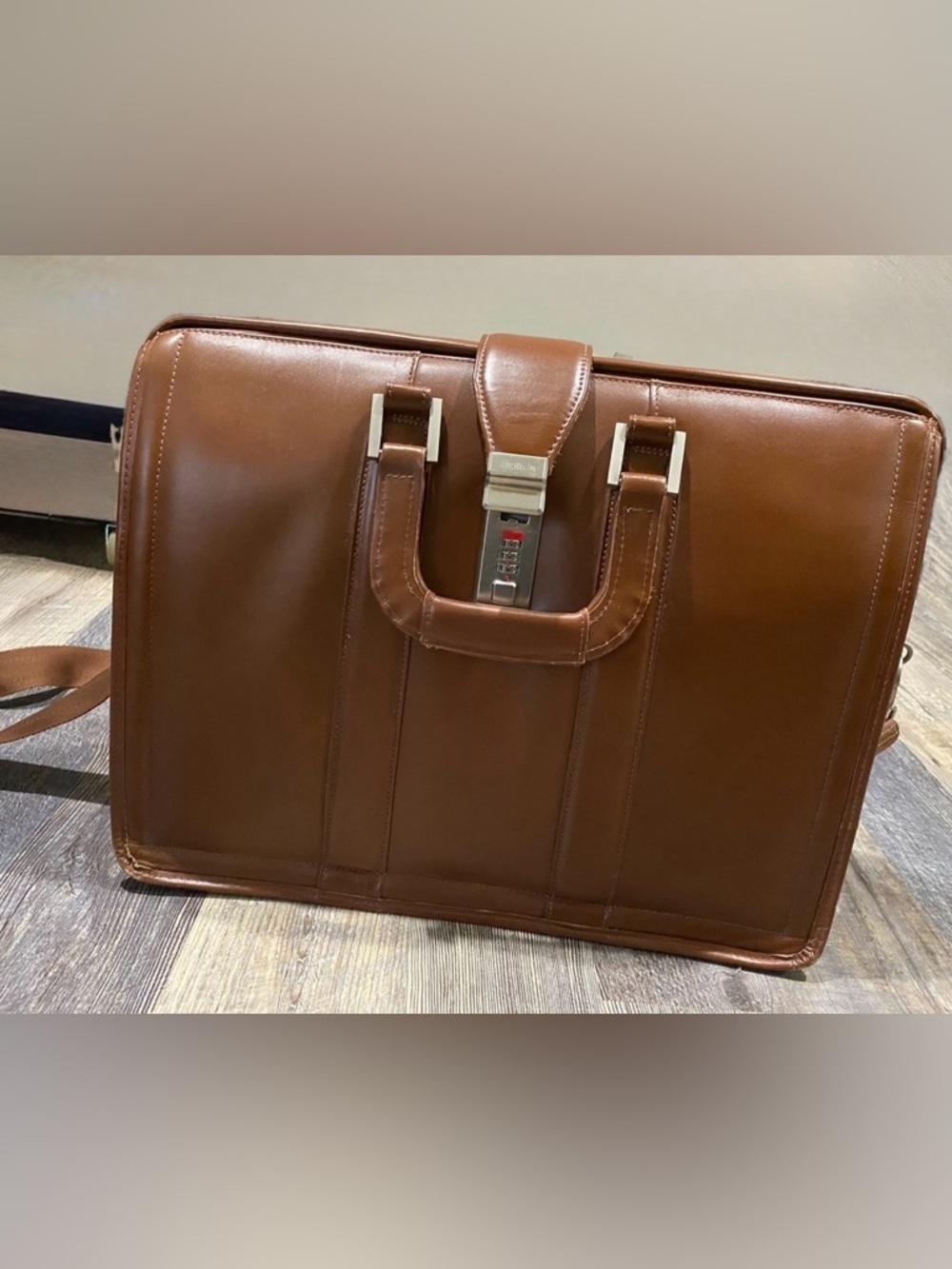 Vintage Brown Leather Briefcase Attache Case Klein Combination Lock Laptop Bag - Picture 2 of 8